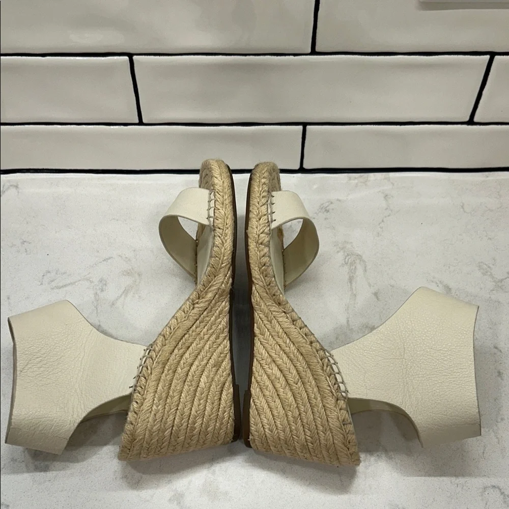 Vince Camuto Levista Women's Espadrilles Vanilla Leather Wedge Sandals Wide